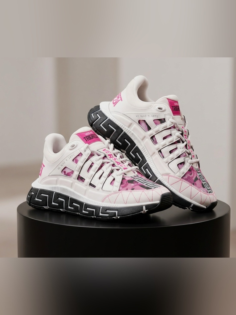 Versace Trigreca Pink Camo White Chunky Luxury Sneakers Size 40